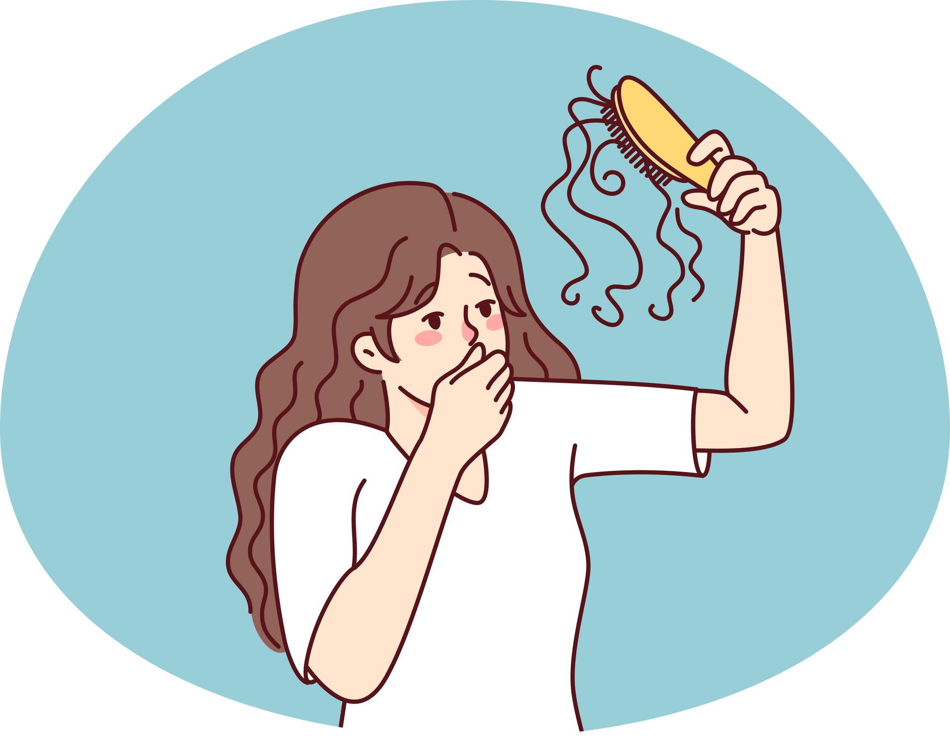 Unhappy Woman Frustrated with Hair Loss